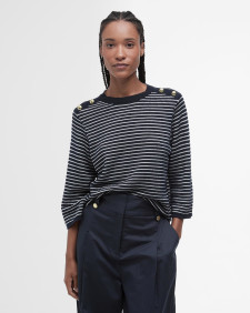 Macy Striped Crew Neck Jumper Dark Navy Stripe