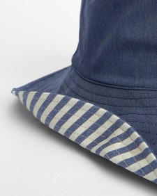 Fleur Reversible Bucket Hat Chambray Stripe