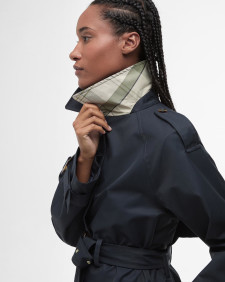 Maia Showerproof Trench Coat Dark Navy/Rosemary Tartan