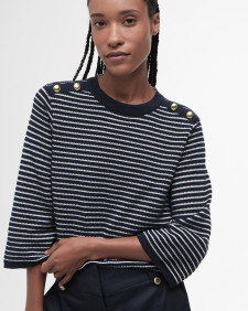 Macy Striped Crew Neck Jumper Dark Navy Stripe